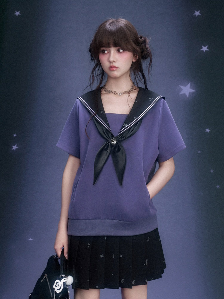 Musical Note Sailor Collar Knot Dress【s0000016311】