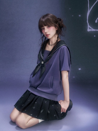 Musical Note Sailor Collar Knot Dress【s0000016311】