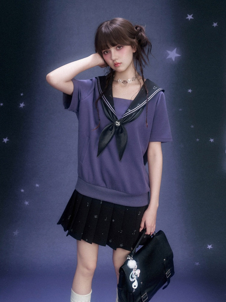 Musical Note Sailor Collar Knot Dress【s0000016311】