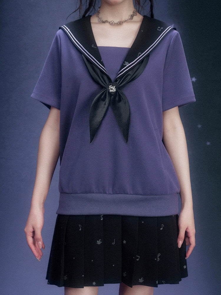 Musical Note Sailor Collar Knot Dress【s0000016311】