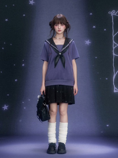 Musical Note Sailor Collar Knot Dress【s0000016311】