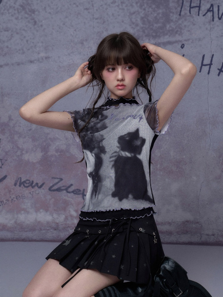 Cat Double-Layer Mesh T-Shirt【s0000016315】