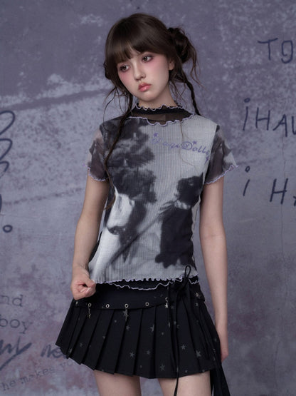 Cat Double-Layer Mesh T-Shirt【s0000016315】