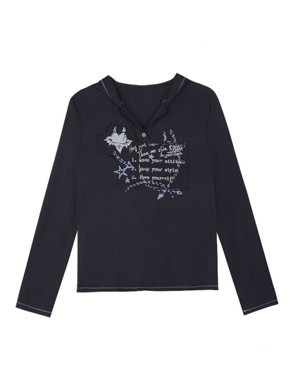 Mesh Graffiti Print Hooded T-Shirt【s0000016317】