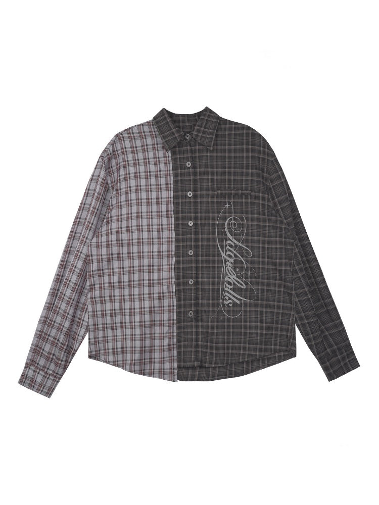 Loose Plaid Asymmetrical Patchwork Shirt【s0000016318】