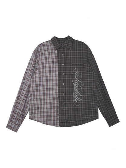 Loose Plaid Asymmetrical Patchwork Shirt【s0000016318】