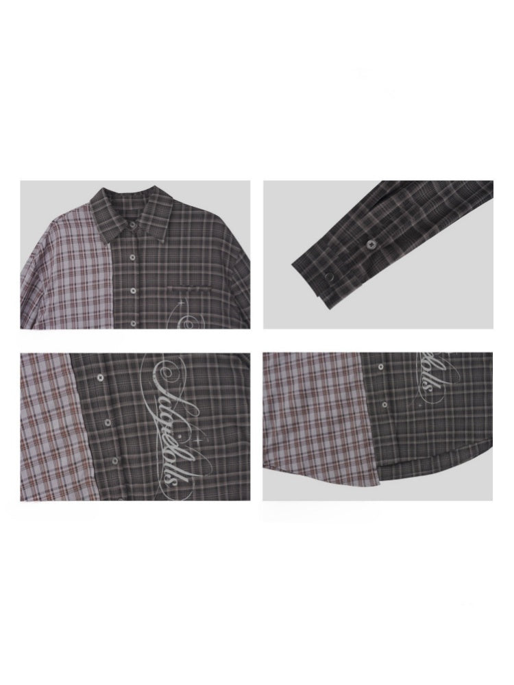 Loose Plaid Asymmetrical Patchwork Shirt【s0000016318】