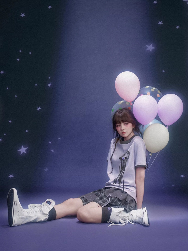 Corsage Ribbon Crew Neck Short Sleeve T-Shirt【s0000016320】