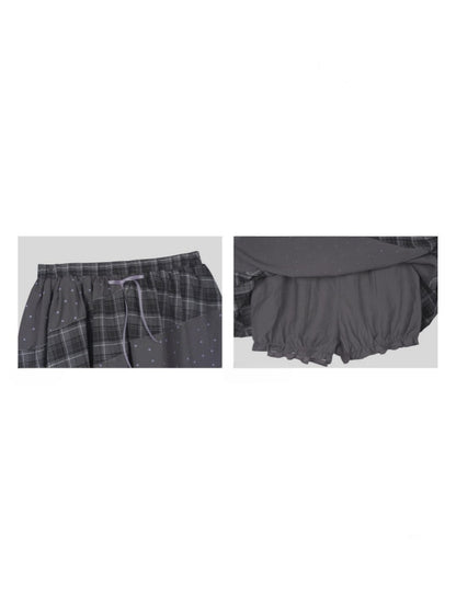 Plaid Patchwork Polka Dot Pumpkin Skirt【s0000016322】