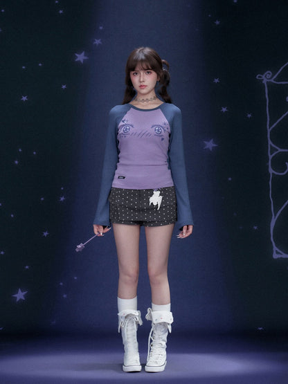 Cartoon Eye Print Raglan Sleeve T-Shirt【s0000016323】