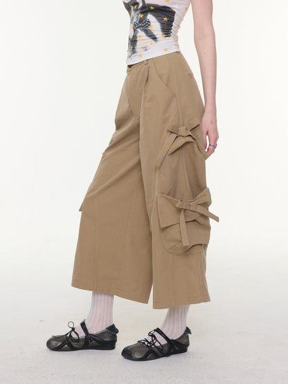 Cargo Pocket Bow Cropped Straight Leg Pants【s0000016324】