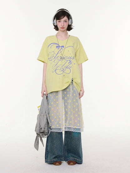 Gradient Rainbow Rhinestone Wide-Leg Straight Flared Denim Pants【s0000016327】
