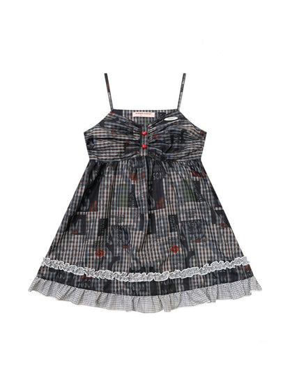 Plaid Lace Hem Camisole Dress【s0000016329】