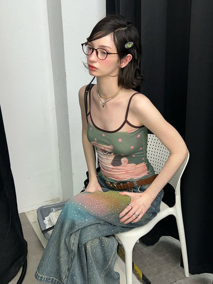 Star Polka Dot Cat Print Camisole【s0000016332】