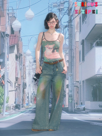 Star Polka Dot Cat Print Camisole【s0000016332】