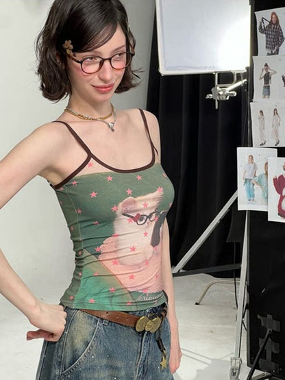 Star Polka Dot Cat Print Camisole【s0000016332】