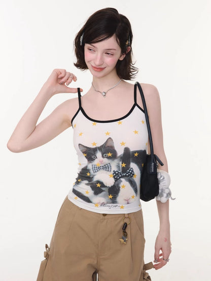 Star Polka Dot Cat Rabbit Print Camisole【s0000016337】