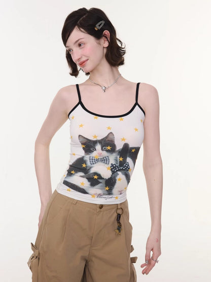 Star Polka Dot Cat Rabbit Print Camisole【s0000016337】
