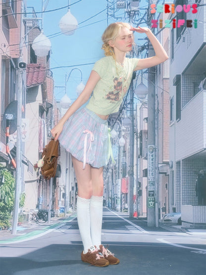 Bow Multi-Color Plaid Splicing Pocket Skirt【s0000016339】