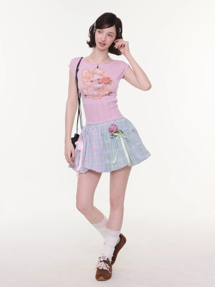 Bow Multi-Color Plaid Splicing Pocket Skirt【s0000016339】