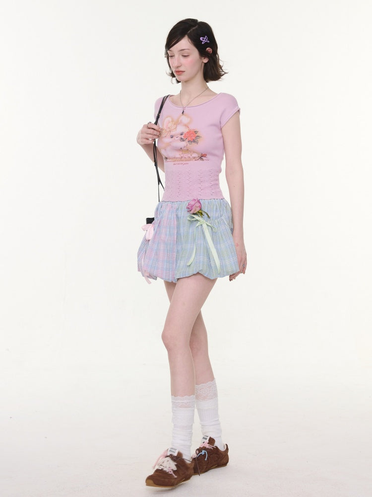Bow Multi-Color Plaid Splicing Pocket Skirt【s0000016339】