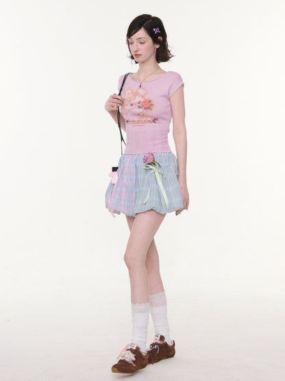 Bow Multi-Color Plaid Splicing Pocket Skirt【s0000016339】
