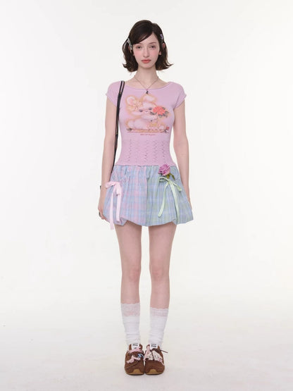 Bow Multi-Color Plaid Splicing Pocket Skirt【s0000016339】