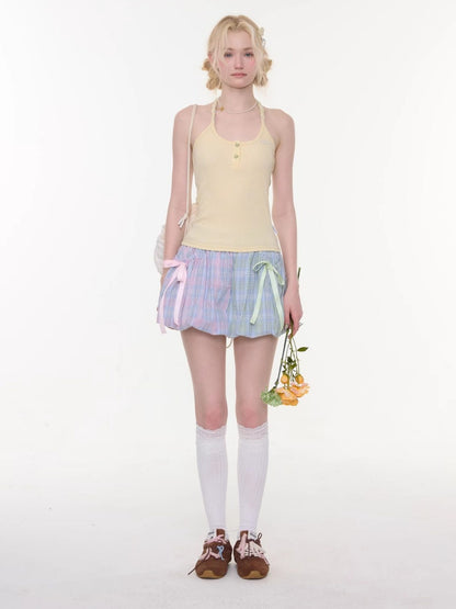 Bow Multi-Color Plaid Splicing Pocket Skirt【s0000016339】
