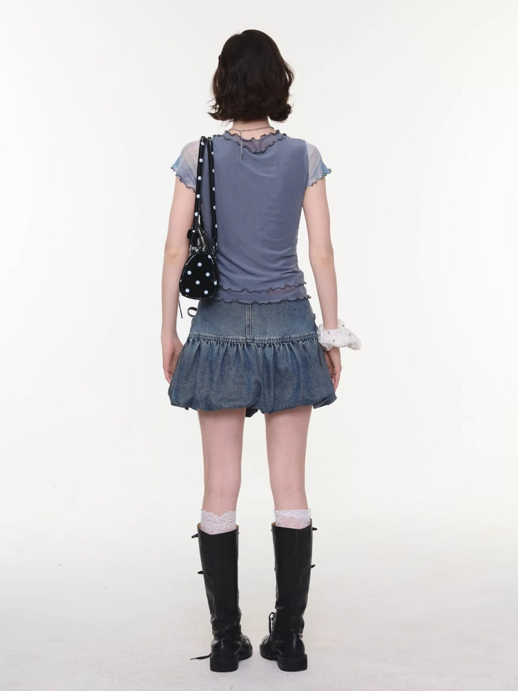 Rabbit Dream Star Faux Layered Merrow Short-Sleeved T-Shirt【s0000016340】