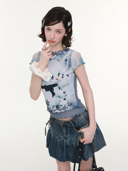 Rabbit Dream Star Faux Layered Merrow Short-Sleeved T-Shirt【s0000016340】