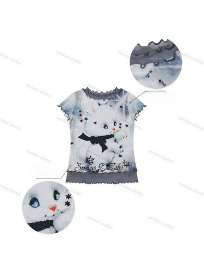 Rabbit Dream Star Faux Layered Merrow Short-Sleeved T-Shirt【s0000016340】