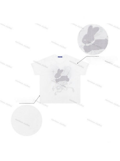 Pixel Rabbit Loose Slim V-Neck Short Sleeve T-Shirt【s0000016344】