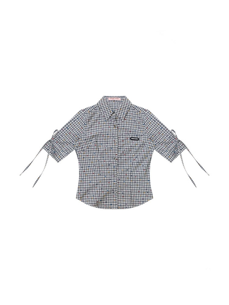 College Style Short-Sleeved Plaid Shirt【s0000016349】