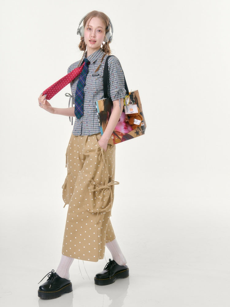 College Style Short-Sleeved Plaid Shirt【s0000016349】
