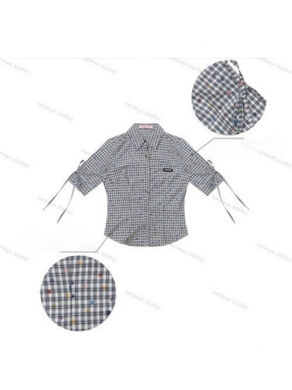 College Style Short-Sleeved Plaid Shirt【s0000016349】