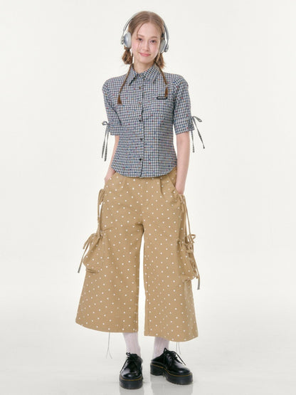 College Style Short-Sleeved Plaid Shirt【s0000016349】