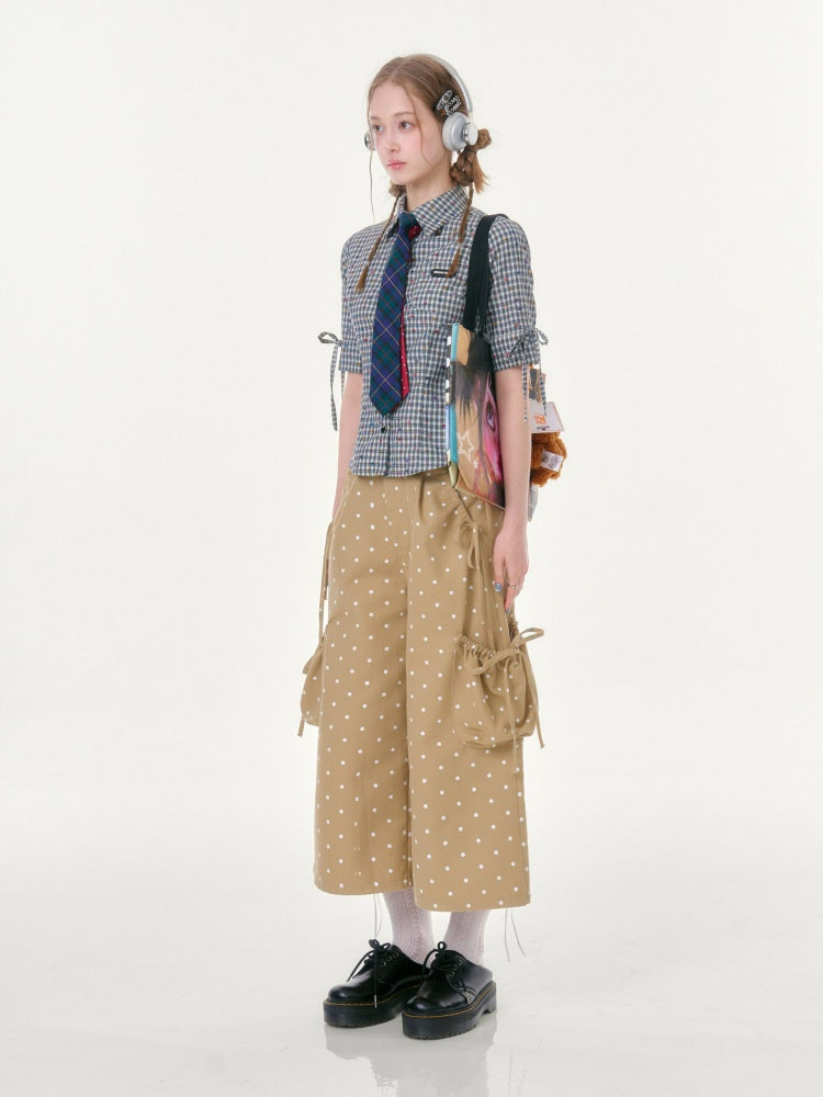 College Style Short-Sleeved Plaid Shirt【s0000016349】