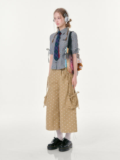 College Style Short-Sleeved Plaid Shirt【s0000016349】