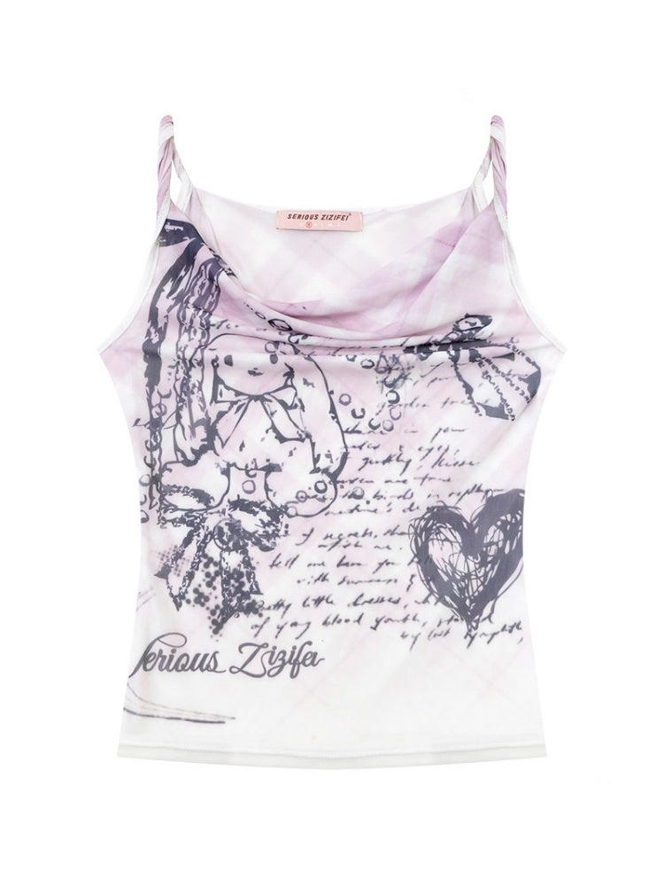 Hand-Drawn Rabbit Print Camisole【s0000016352】