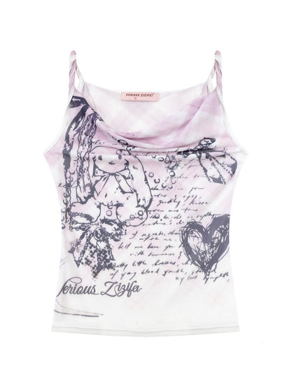 Hand-Drawn Rabbit Print Camisole【s0000016352】