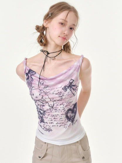 Hand-Drawn Rabbit Print Camisole【s0000016352】