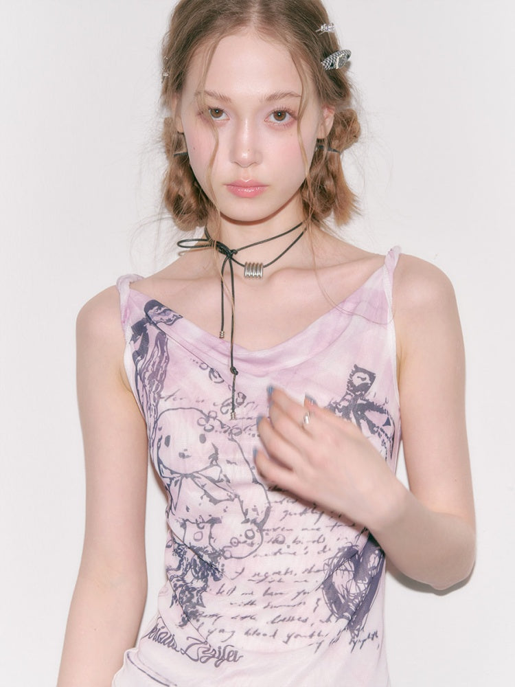 Hand-Drawn Rabbit Print Camisole【s0000016352】
