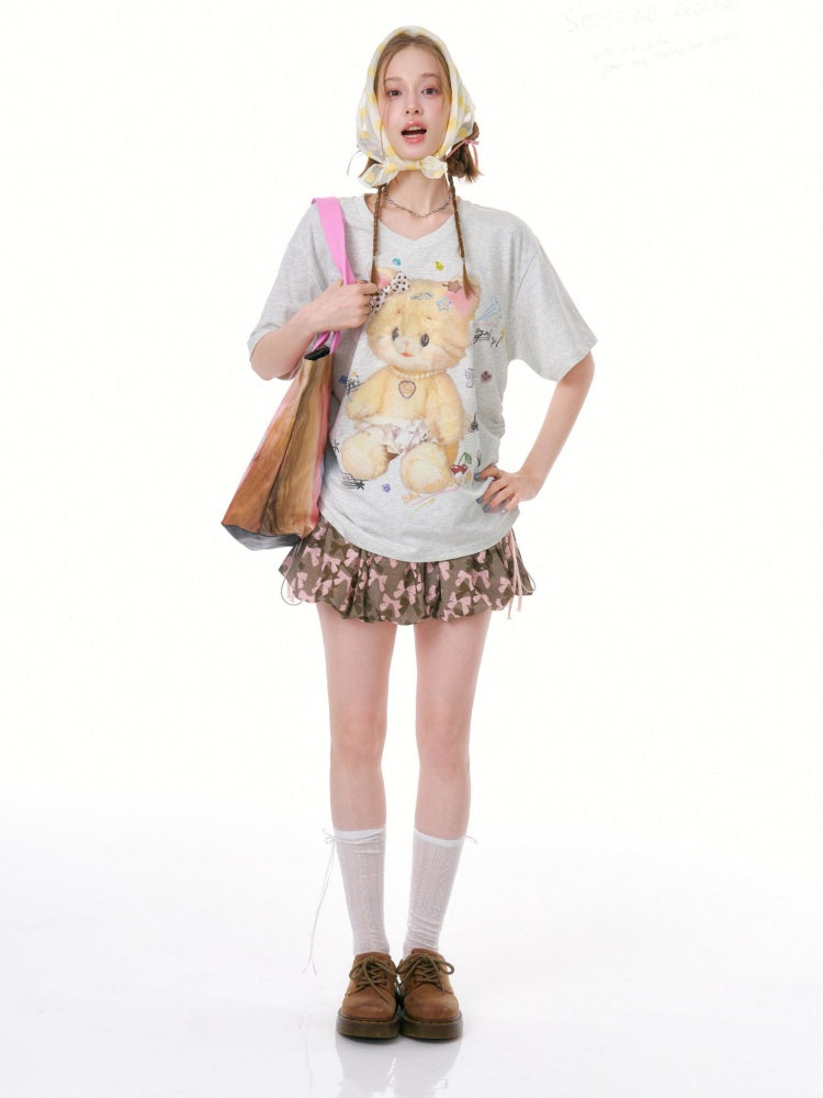 Bow Camouflage Print A-Line Skirt【s0000016358】