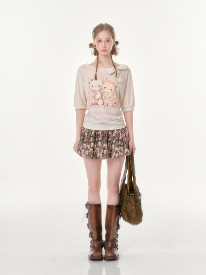 Bow Camouflage Print A-Line Skirt【s0000016358】