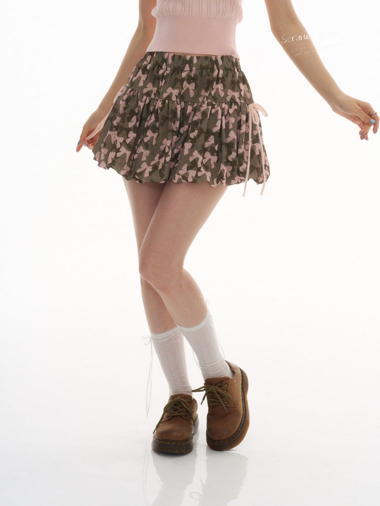 Bow Camouflage Print A-Line Skirt【s0000016358】