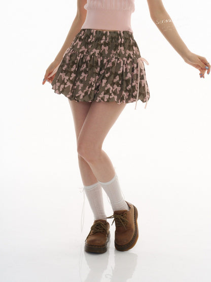 Bow Camouflage Print A-Line Skirt【s0000016358】