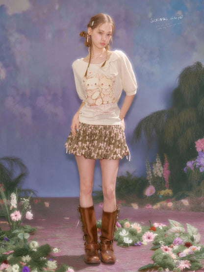 Bow Camouflage Print A-Line Skirt【s0000016358】