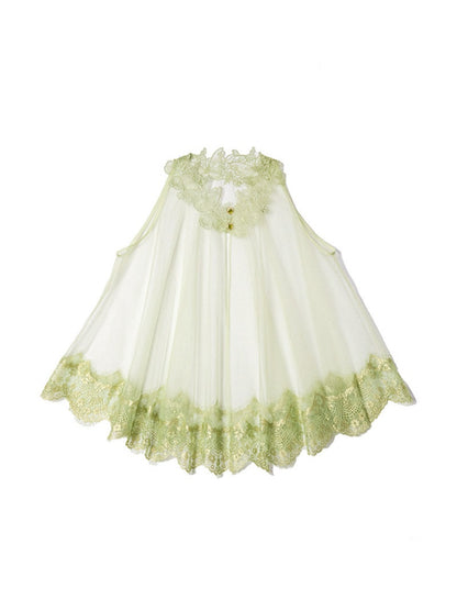 Forest Elf Style Sheer Tulle Lace Cape【s0000016449】