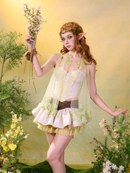 Forest Elf Style Sheer Tulle Lace Cape【s0000016449】