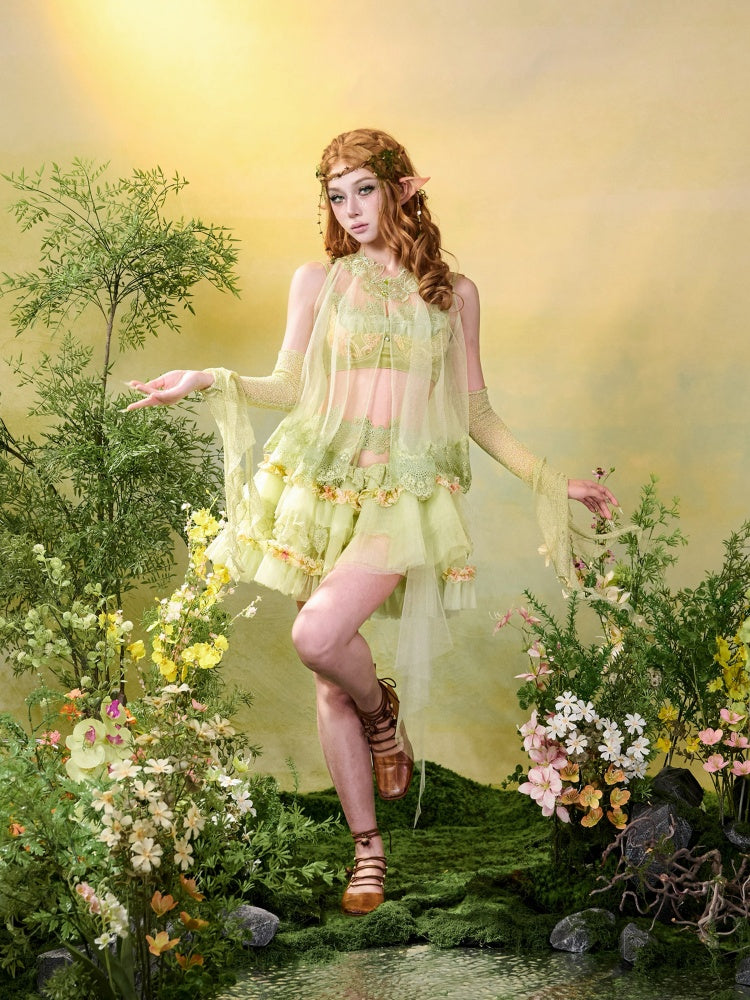 Forest Elf Style Sheer Tulle Lace Cape【s0000016449】